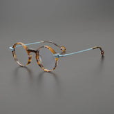 Kai Retro Round Acetate Glasses Frame Round Frames Southood Leopard Blue